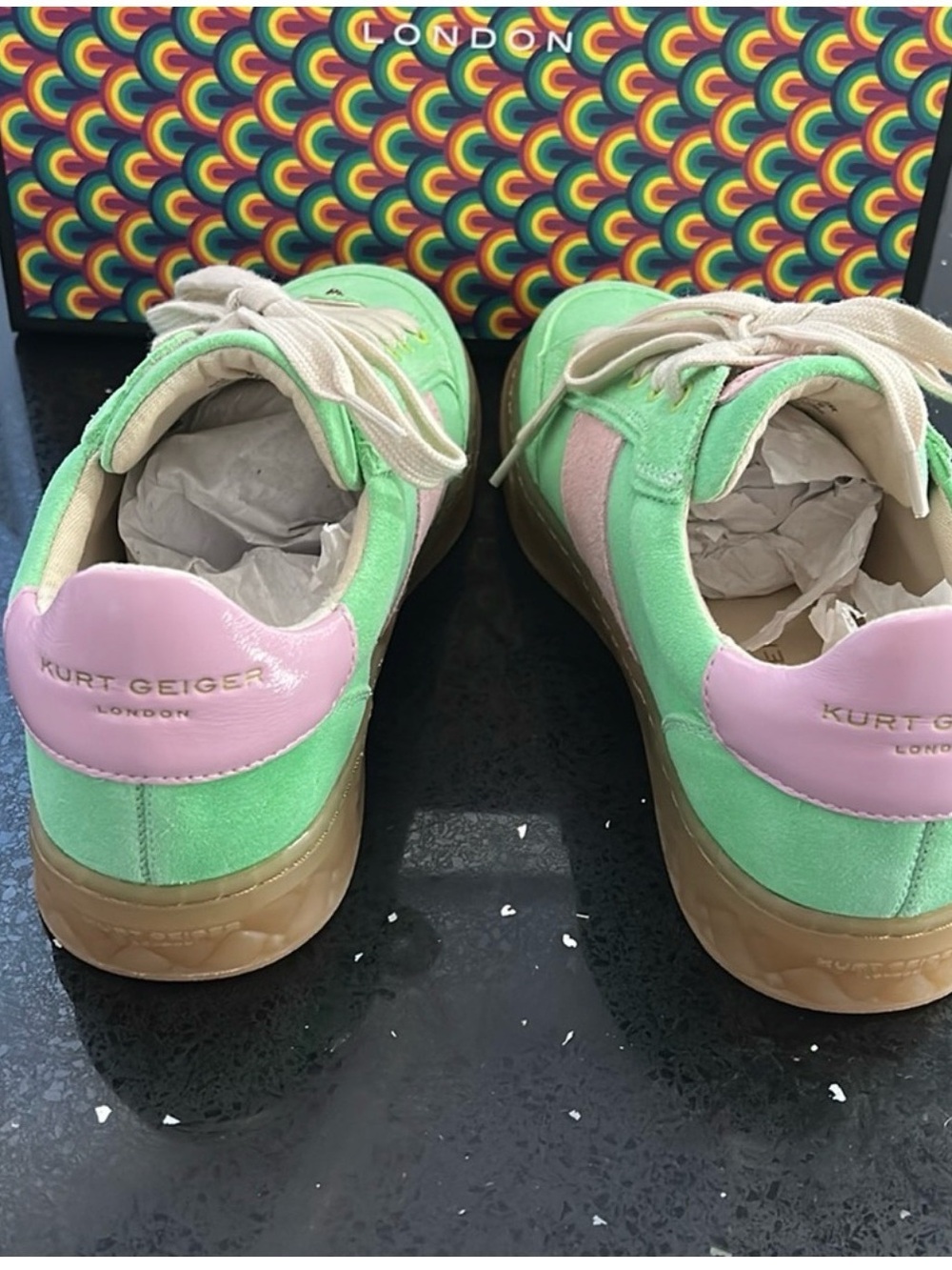 Kurt Geiger Kensington Lime and Pink Sneakers